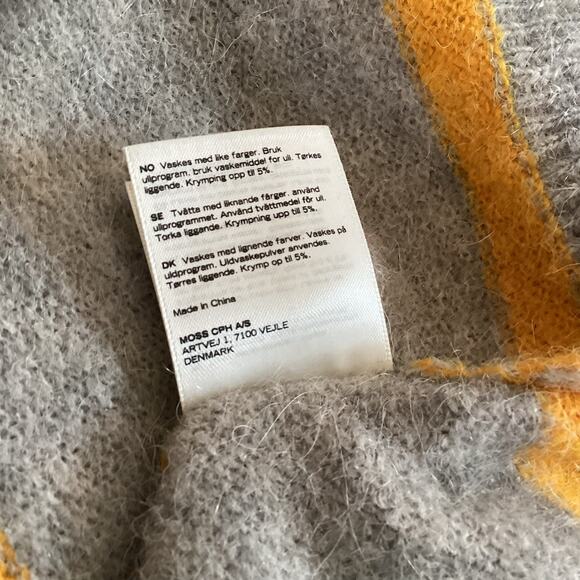 MSCH Copenhagen Femme Alpaca Stripe Crewneck Sweater Gray Orange S - Picture 11 of 11